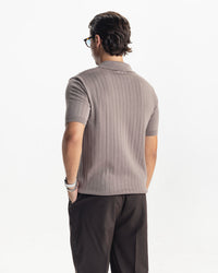MILANO KNIT POLO - LIGHT BROWN
