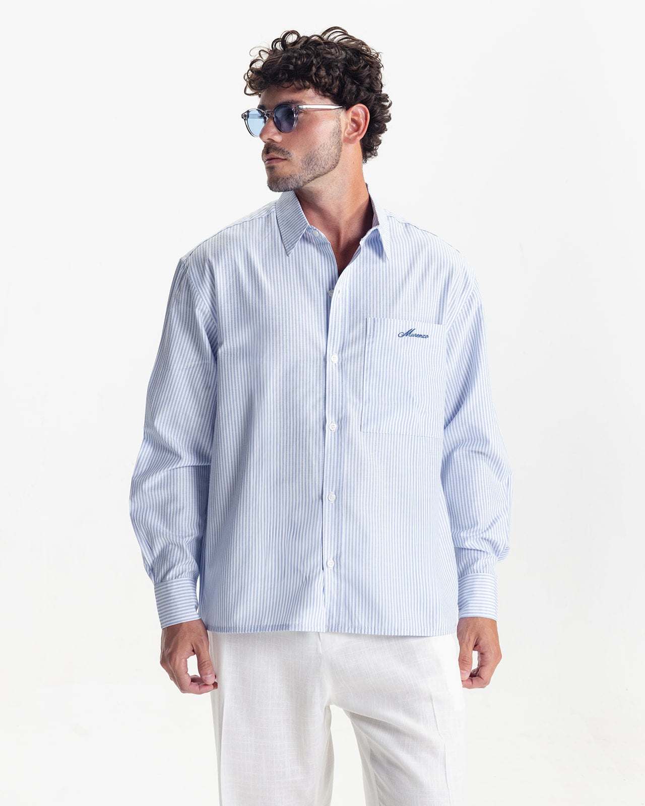 MARINO STRIPED SHIRT - SKY BLUE