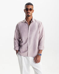 LONG SLEEVE LINEN SHIRT - WARM ROSE