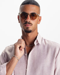 LONG SLEEVE LINEN SHIRT - WARM ROSE