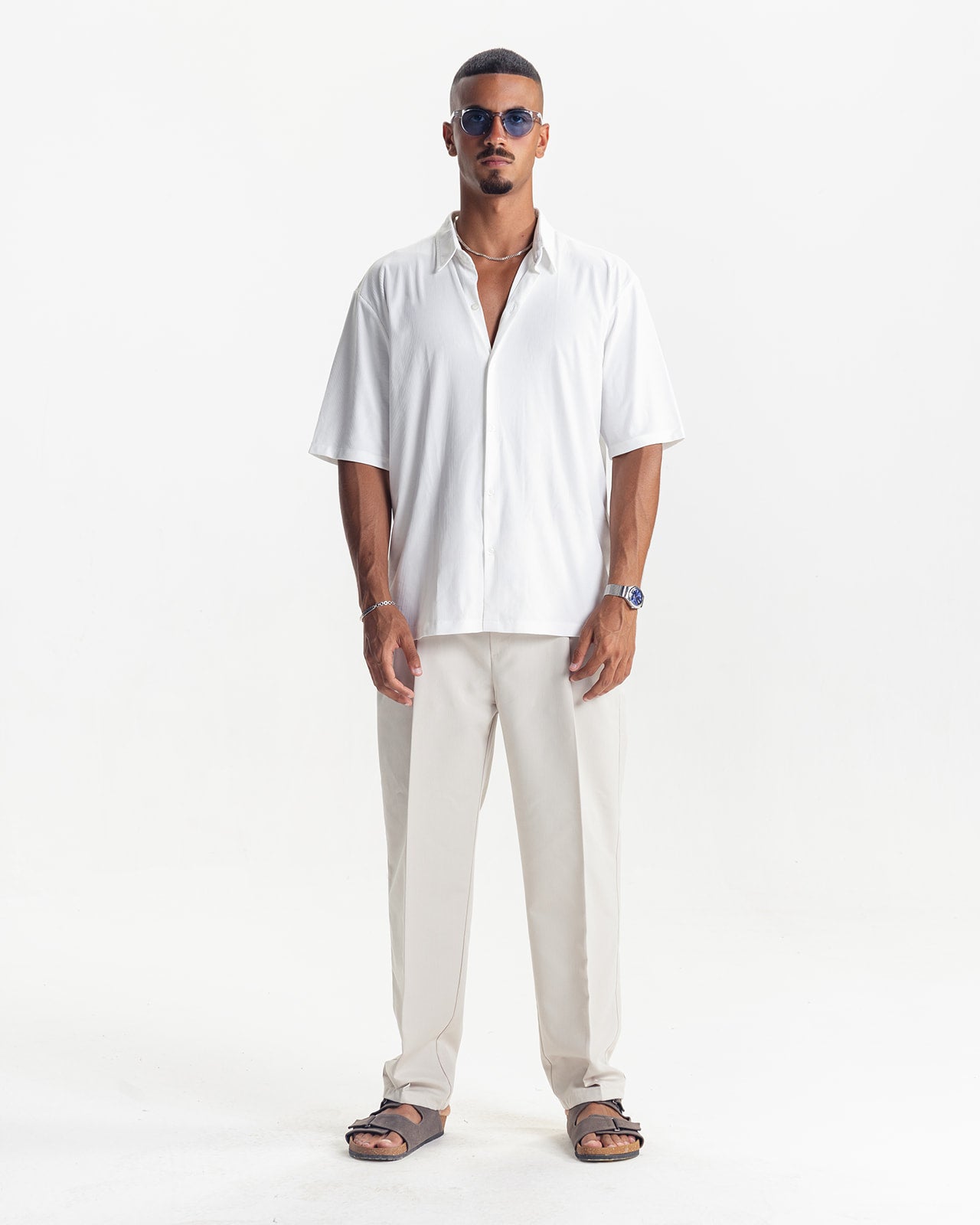 PLEATED SHIRT - WHITE