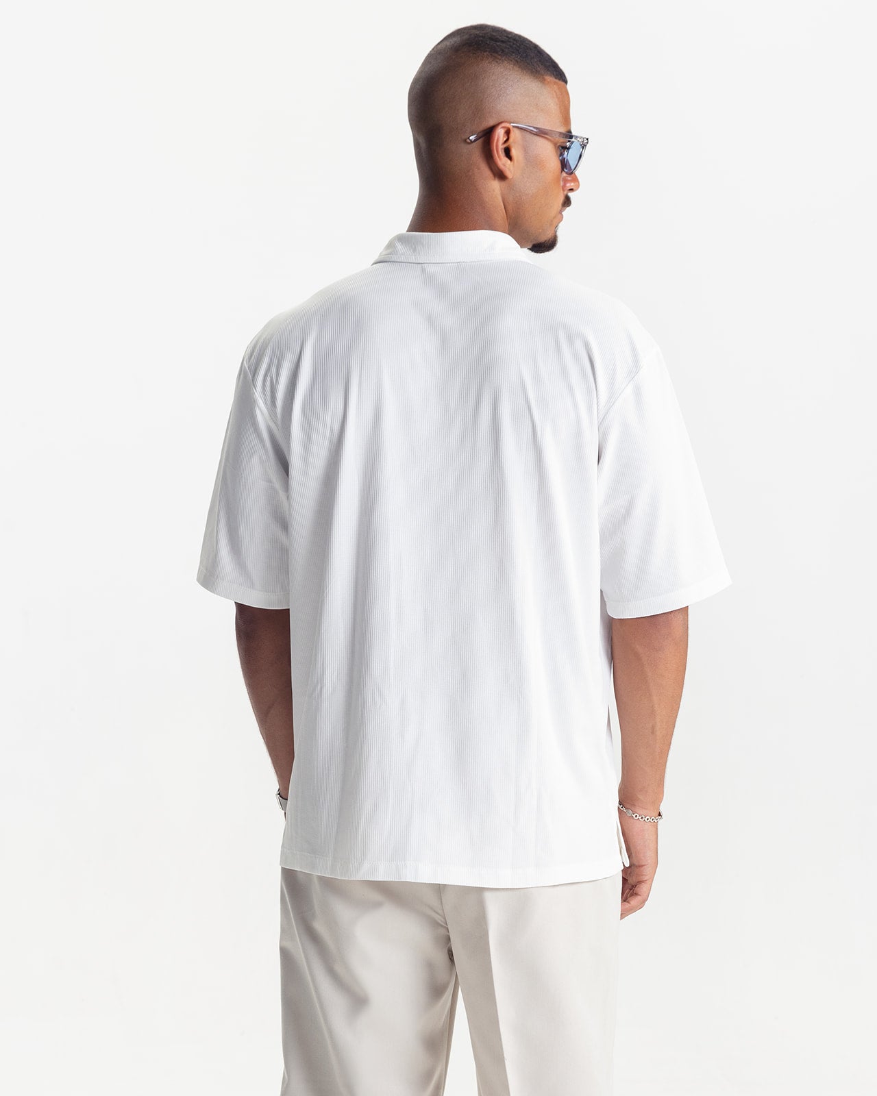 PLEATED SHIRT - WHITE