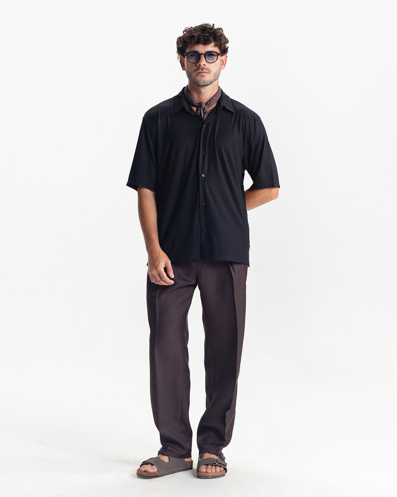 PLEATED SHIRT - BLACK