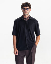 PLEATED SHIRT - BLACK