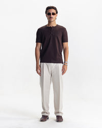 HENLEY TEE - BROWN