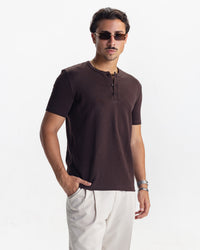 HENLEY TEE - BROWN