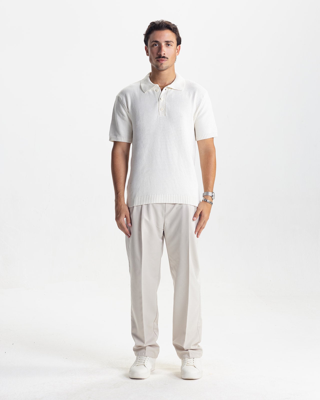 BELLAGIO KNIT POLO  - WHITE