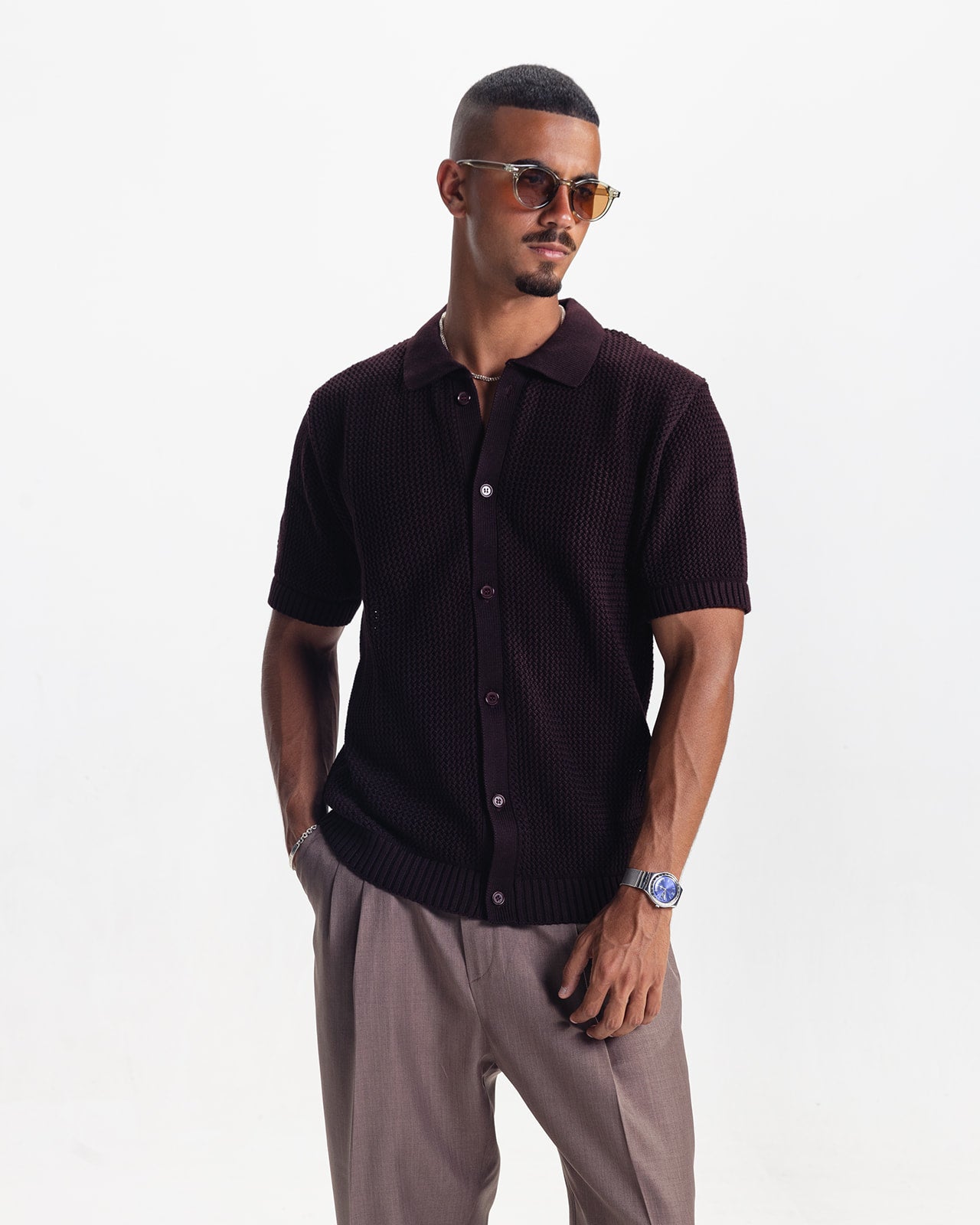 RIVIERA KNIT CARDIGAN - BURGUNDY