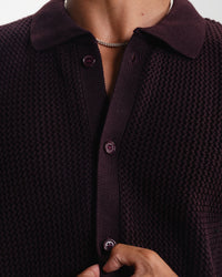RIVIERA KNIT CARDIGAN - BURGUNDY