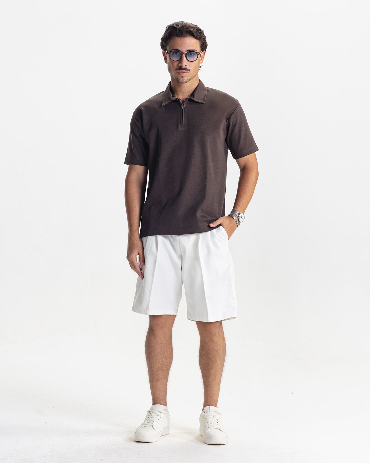 VALMONT ZIP POLO - BROWN