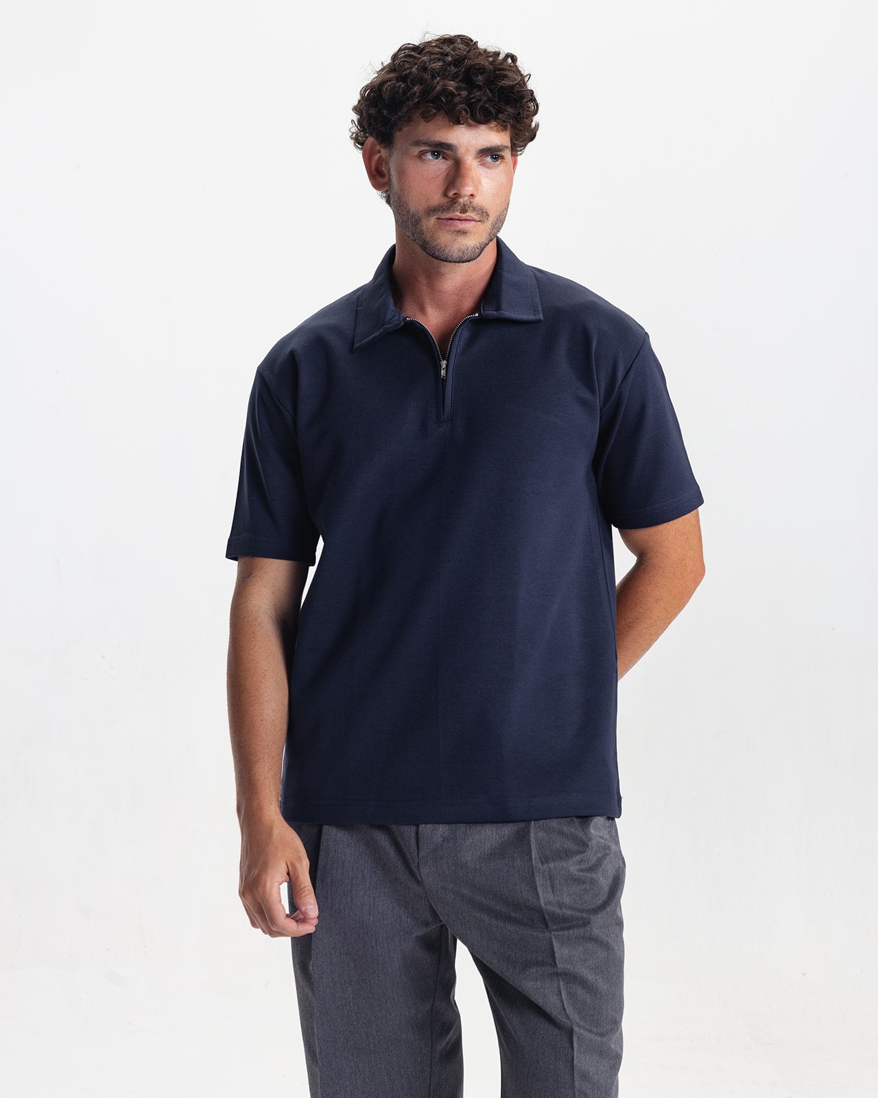 VALMONT ZIP POLO - NAVY