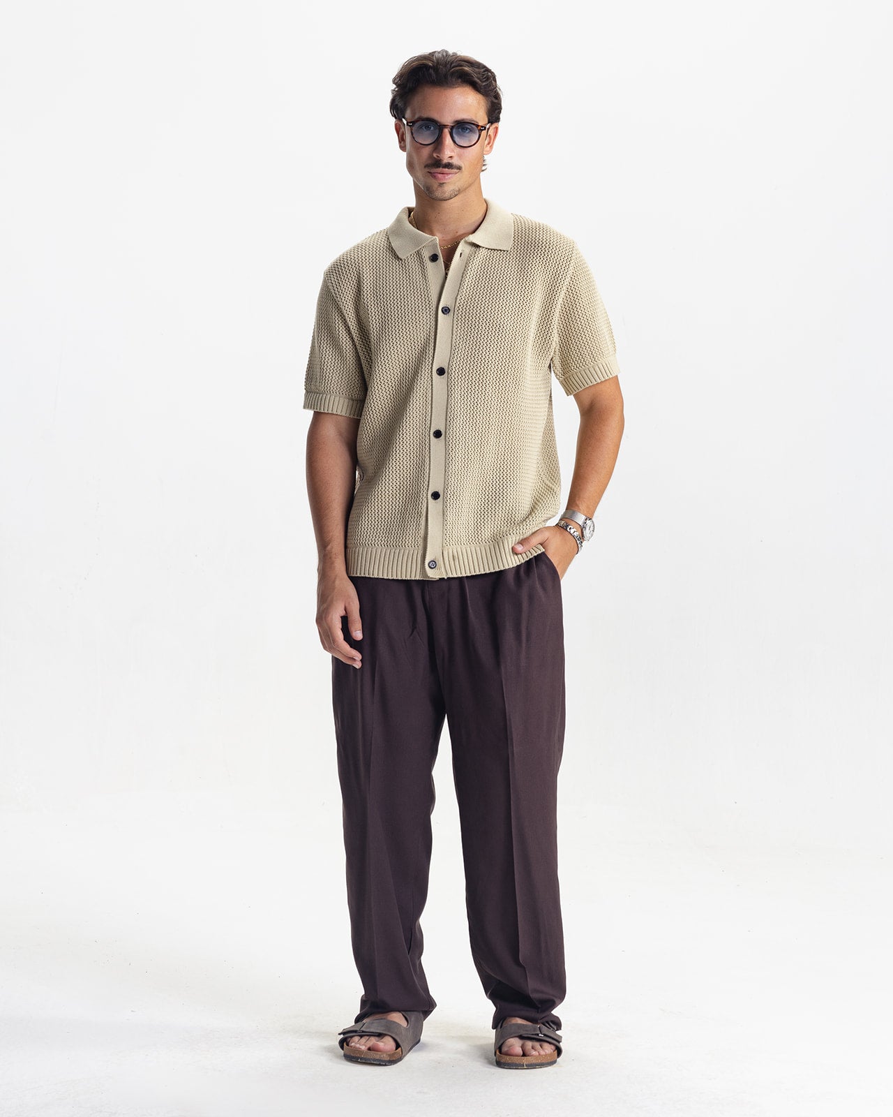 RIVIERA KNIT CARDIGAN - BEIGE