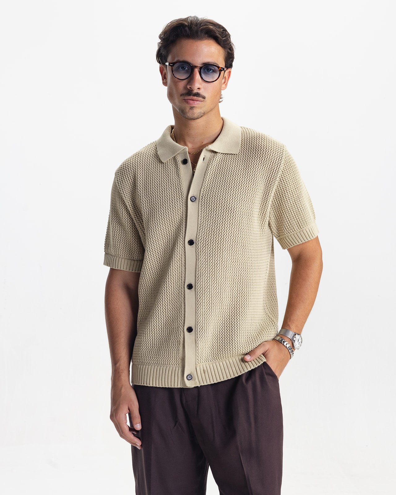 RIVIERA KNIT CARDIGAN - BEIGE