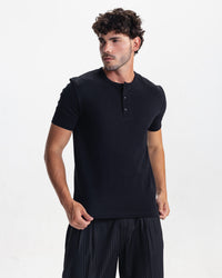 HENLEY TEE -BLACK