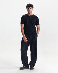 HENLEY TEE -BLACK