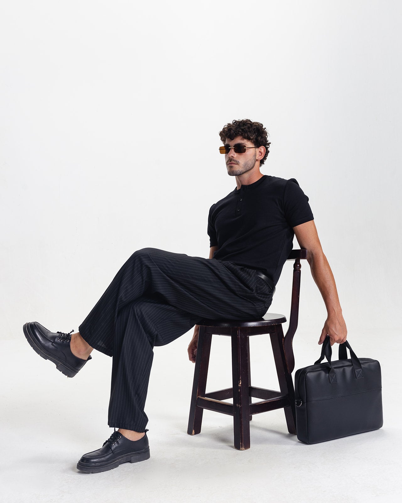 HENLEY TEE -BLACK