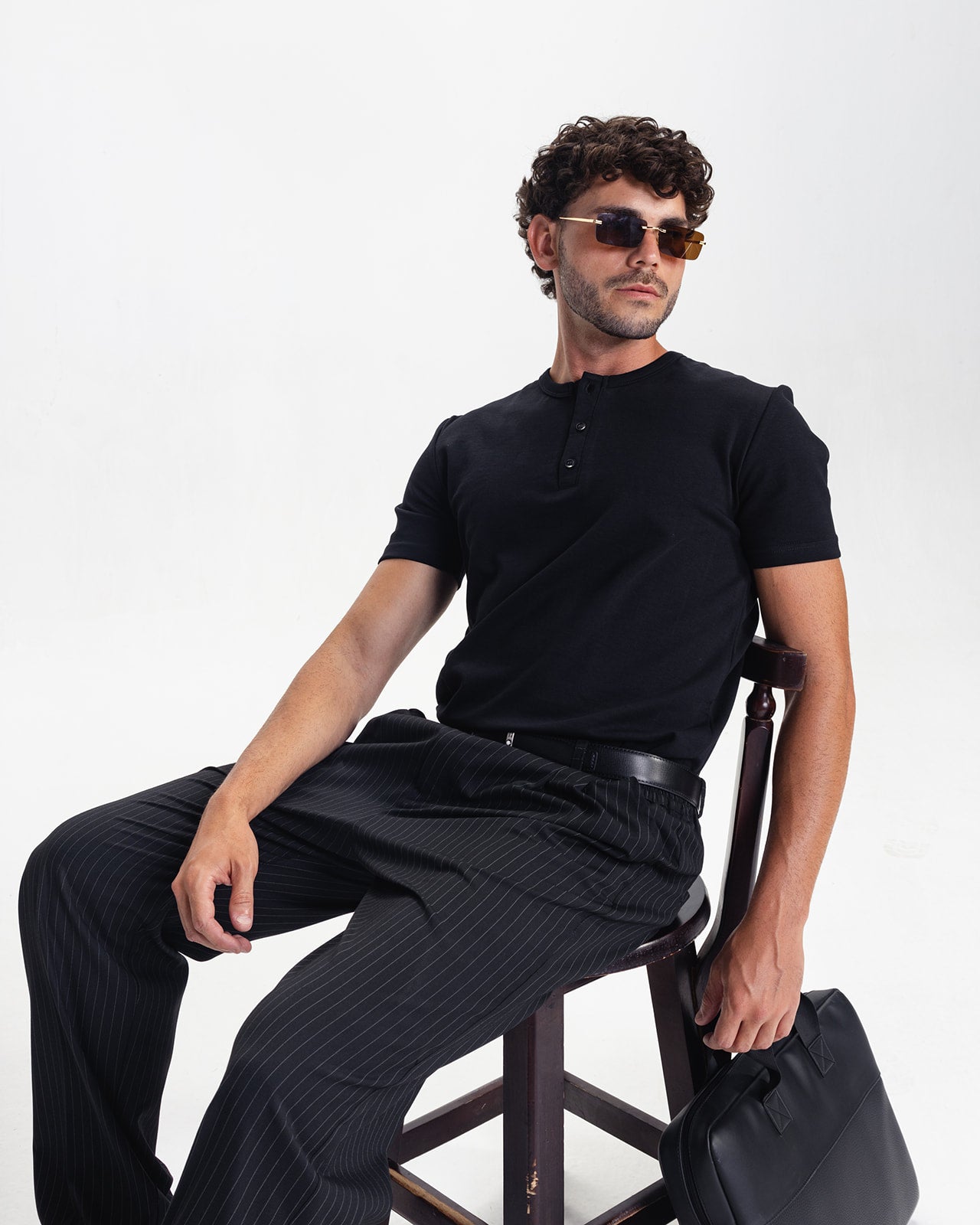 HENLEY TEE -BLACK