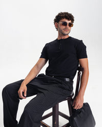 HENLEY TEE -BLACK