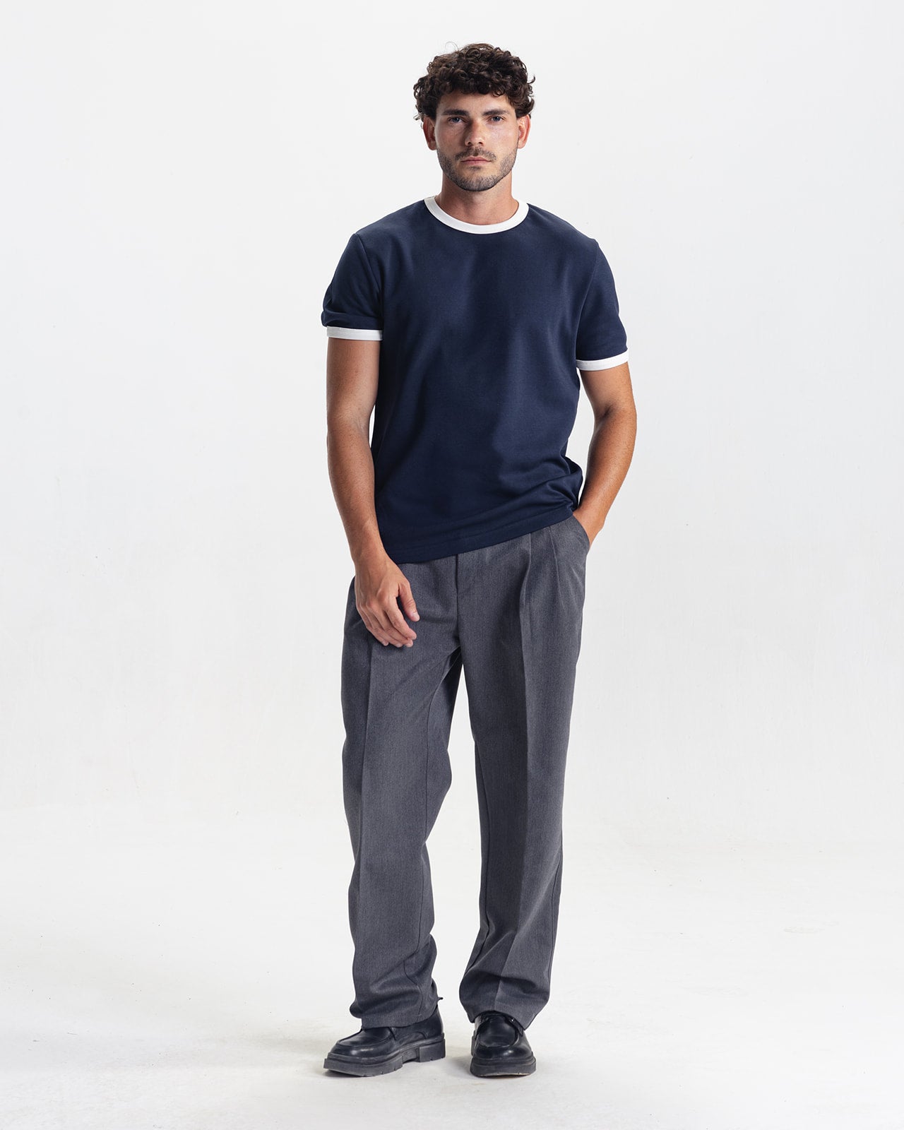 RINGER TEE - NAVY
