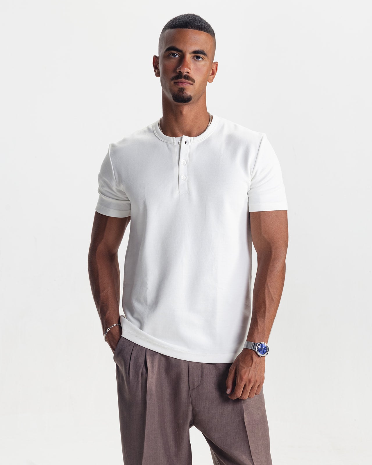 HENLEY TEE - WHITE