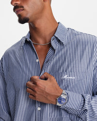 MARINO STRIPED SHIRT - GREY