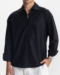 KINGSLEY LINEN SHIRT - BLACK