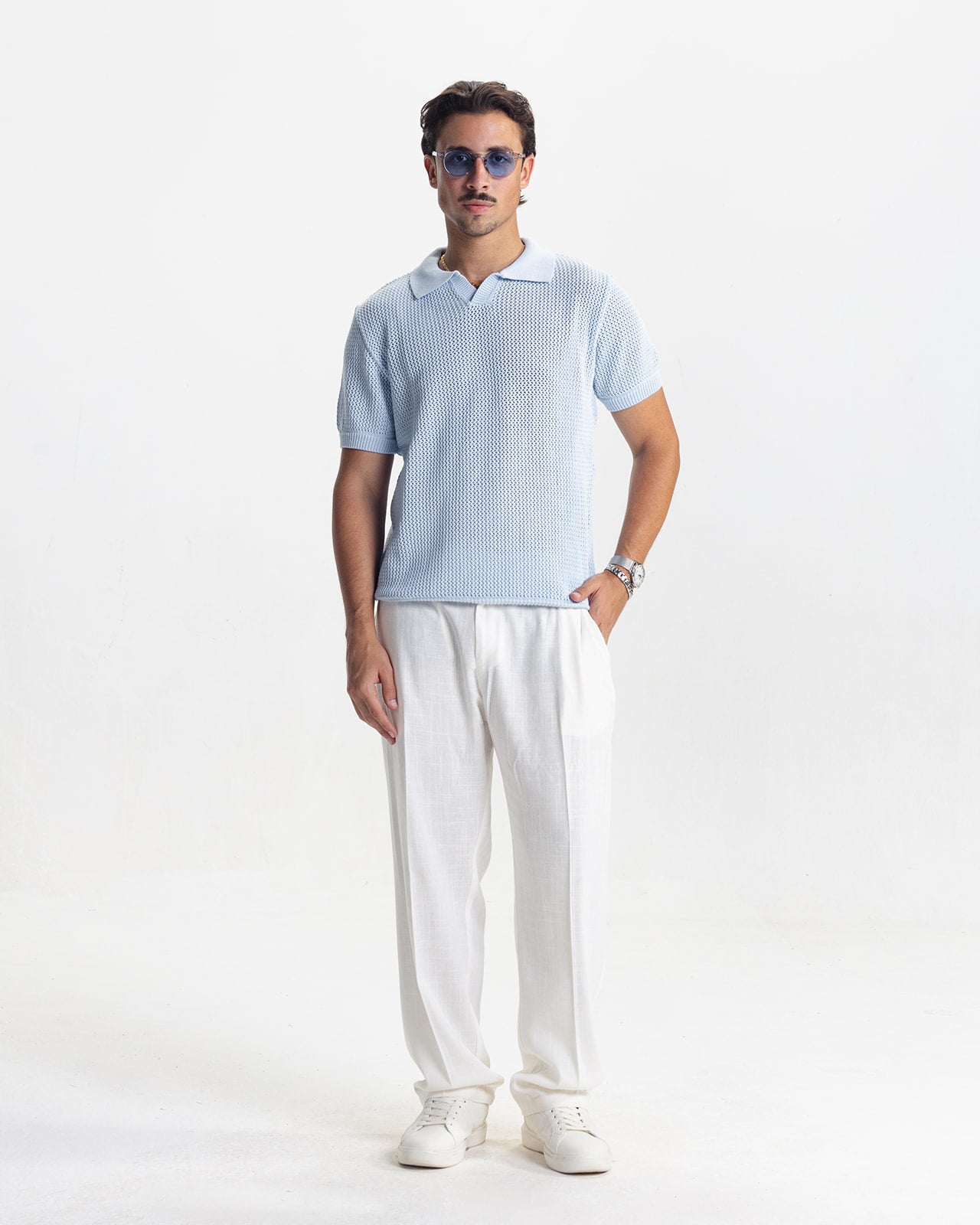 LEGACY KNITTED POLO - SKY BLUE
