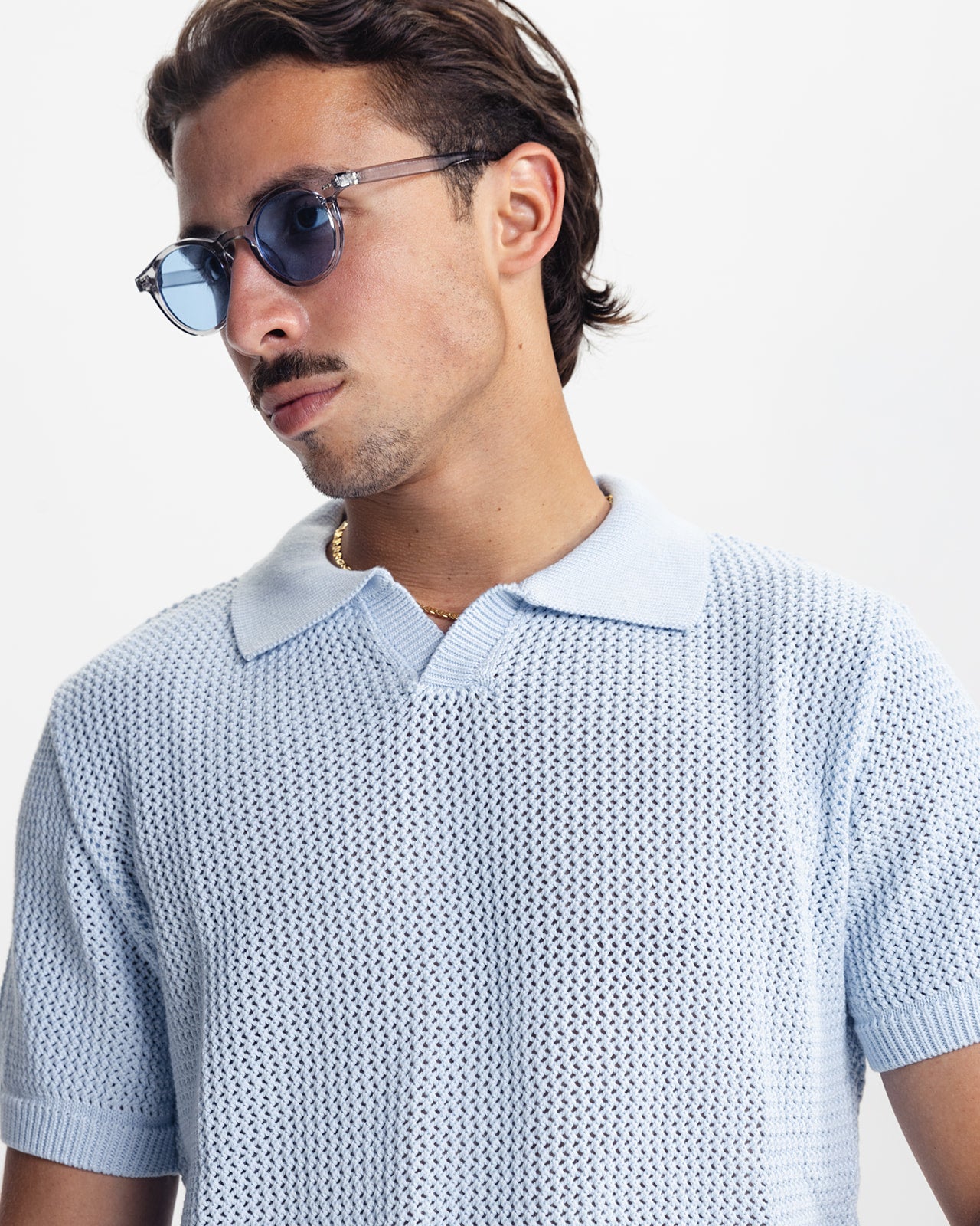 LEGACY KNITTED POLO - SKY BLUE