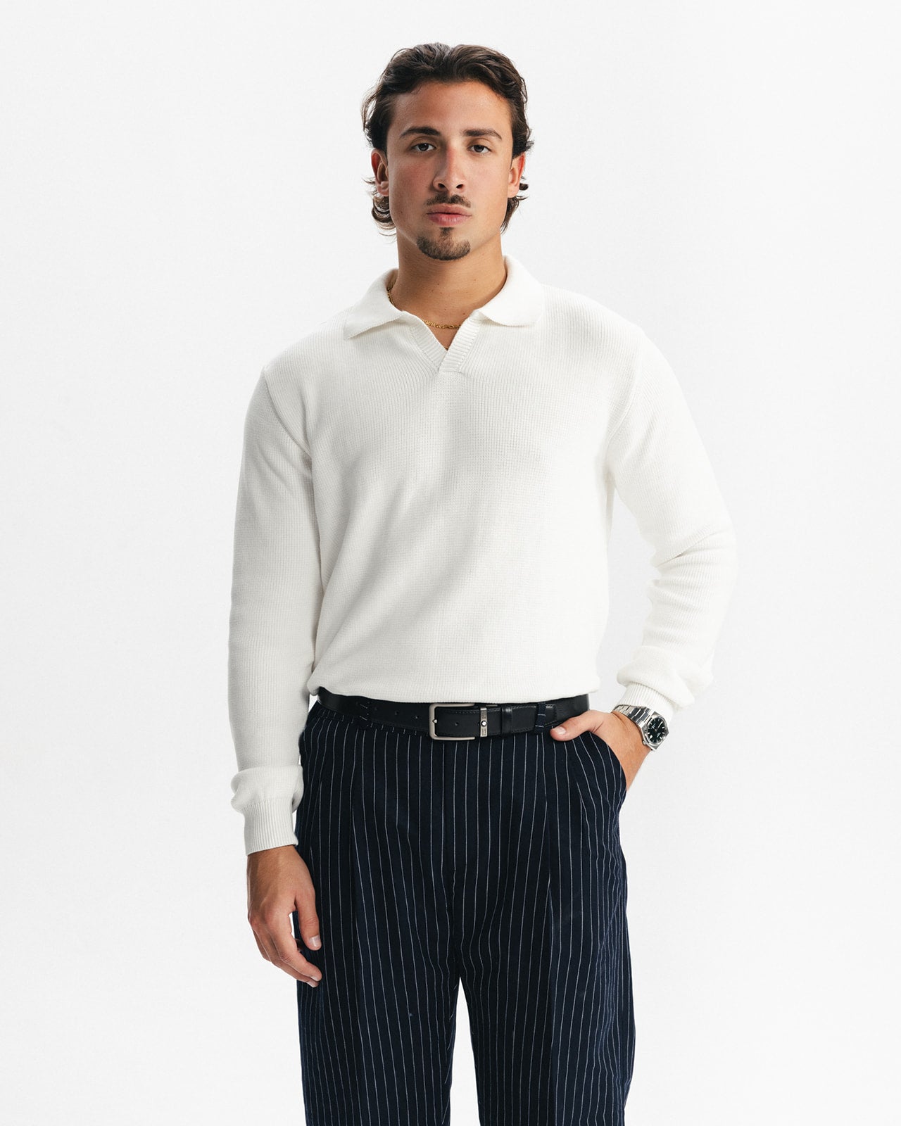TAILORED PANTS - NAVY PINSTRIPE