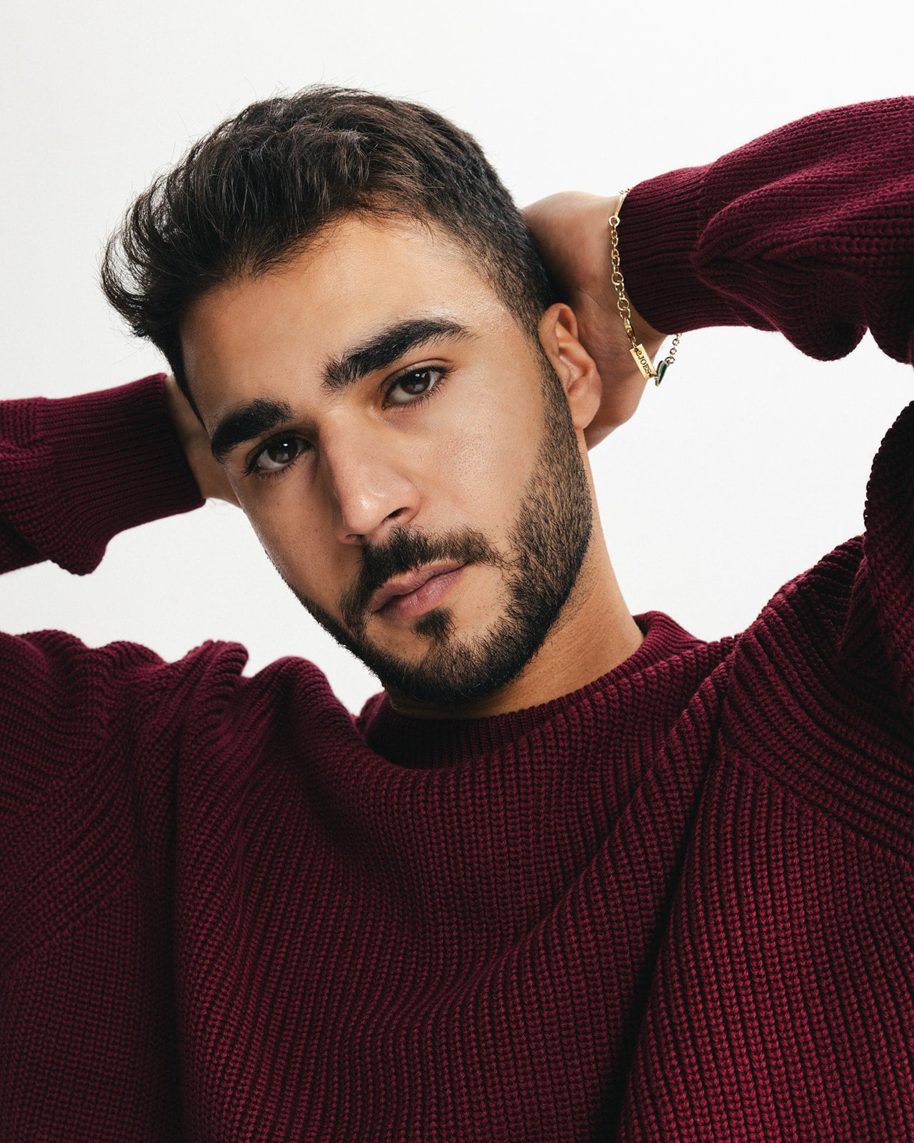 PURL KNIT CREWNECK - BURGUNDY