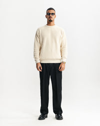 PURL KNIT CREWNECK - BEIGE