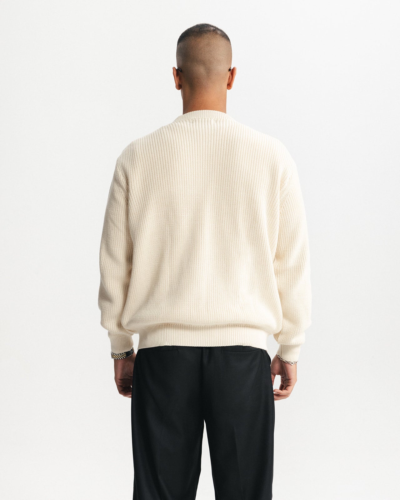 PURL KNIT CREWNECK - BEIGE