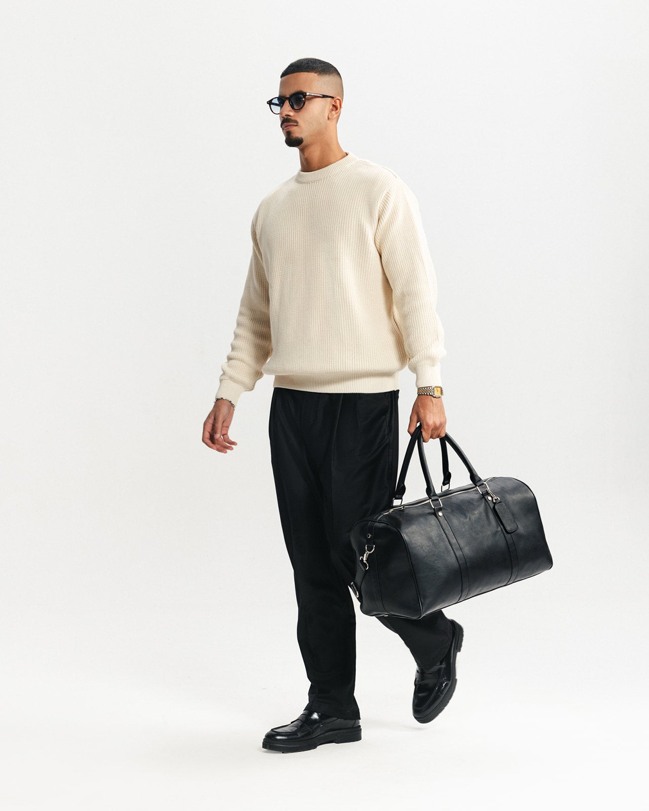 PURL KNIT CREWNECK - BEIGE