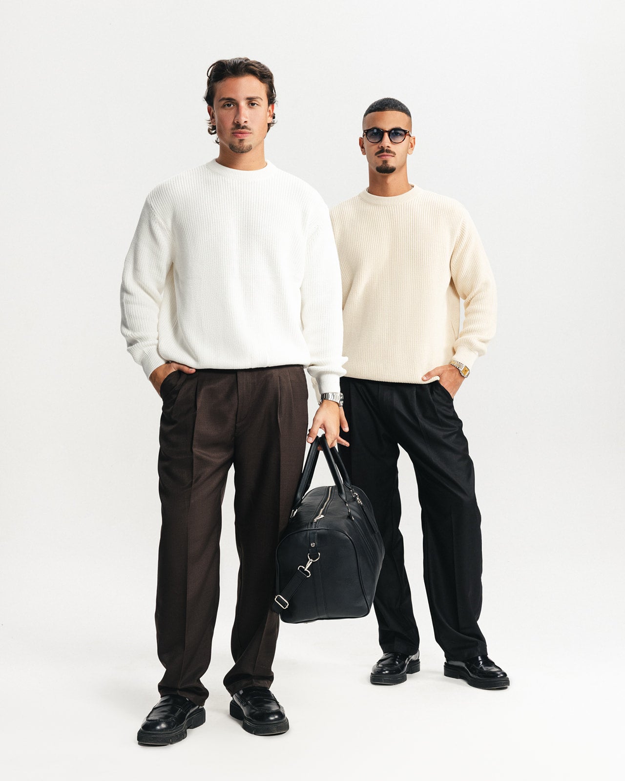 PURL KNIT CREWNECK - WHITE