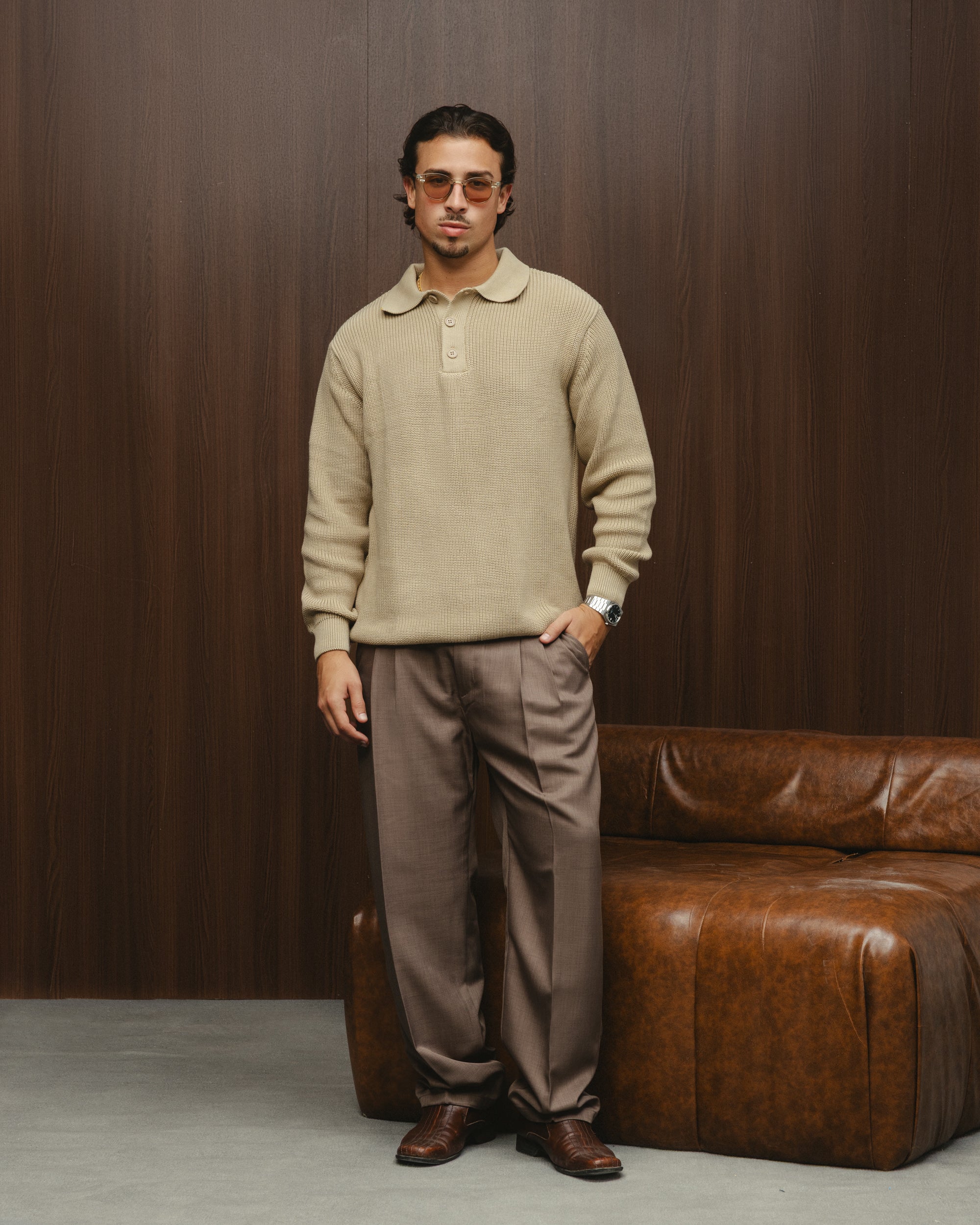 TAILORED PANTS - TAUPE BROWN