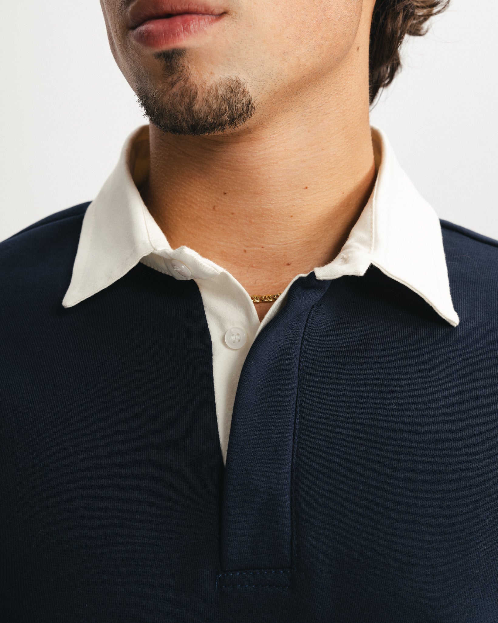 CONTRAST COLLAR SWEATER - NAVY