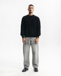 PURL KNIT CREWNECK - BLACK