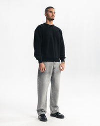 PURL KNIT CREWNECK - BLACK