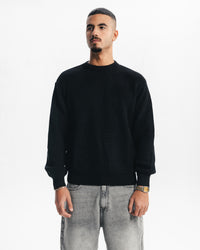 PURL KNIT CREWNECK - BLACK