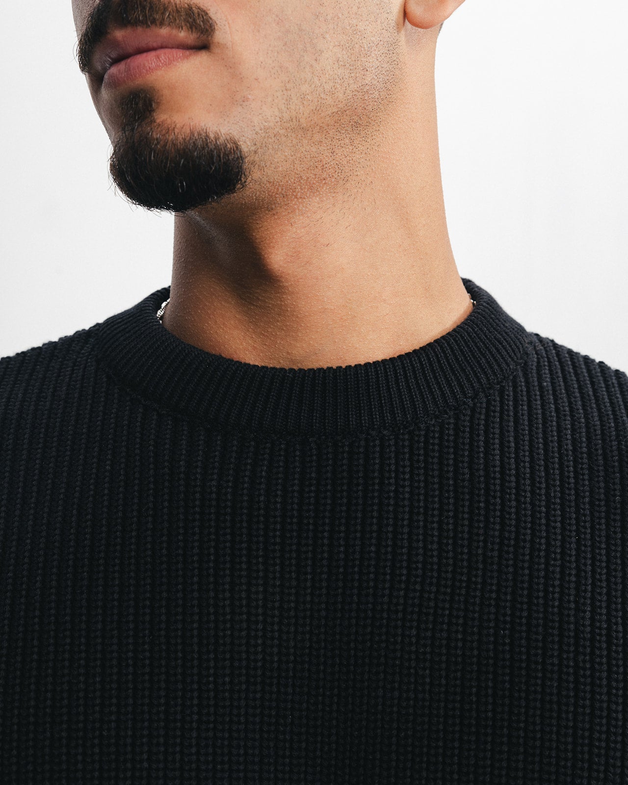 PURL KNIT CREWNECK - BLACK