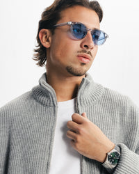 MARINO ZIP-UP CARDIGAN - GREY