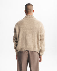 MARINO ZIP-UP CARDIGAN - BEIGE
