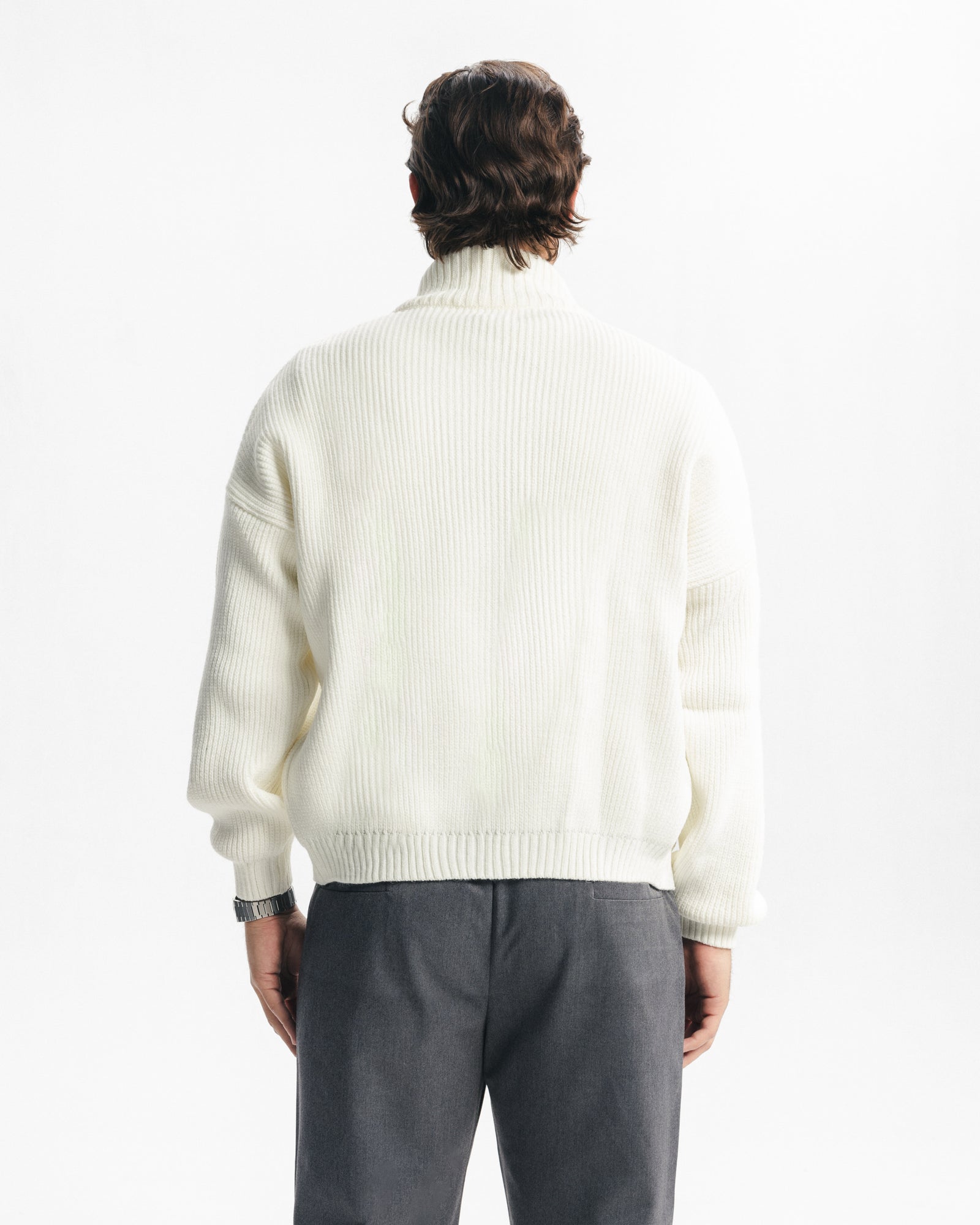 MARINO ZIP-UP CARDIGAN - WHITE