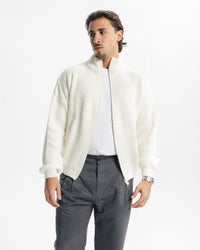 MARINO ZIP-UP CARDIGAN - WHITE