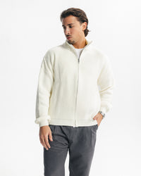 MARINO ZIP-UP CARDIGAN - WHITE