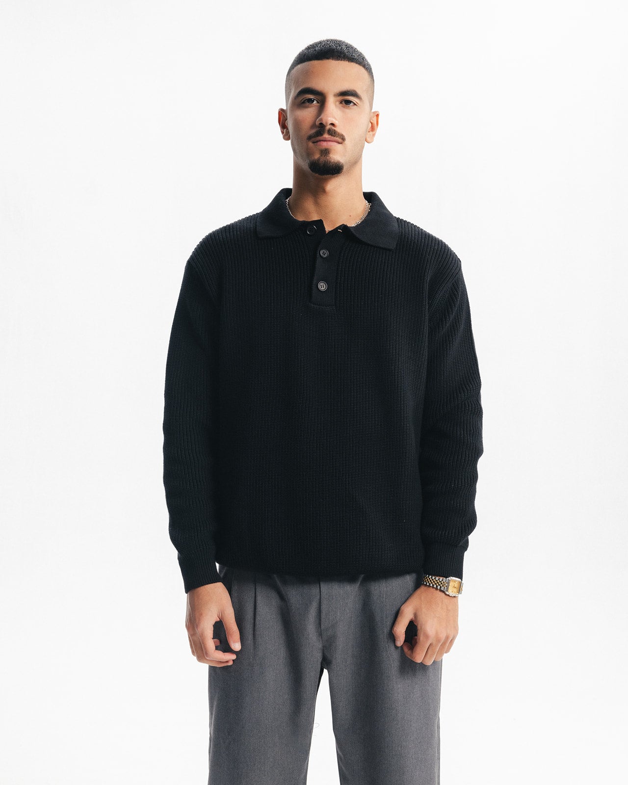 BELLAGIO KNITTED POLO - BLACK