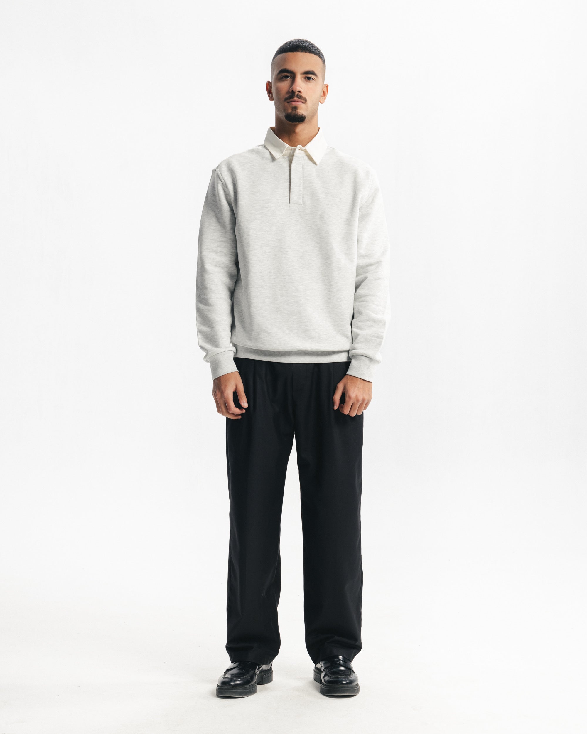 CONTRAST COLLAR SWEATER - GREY