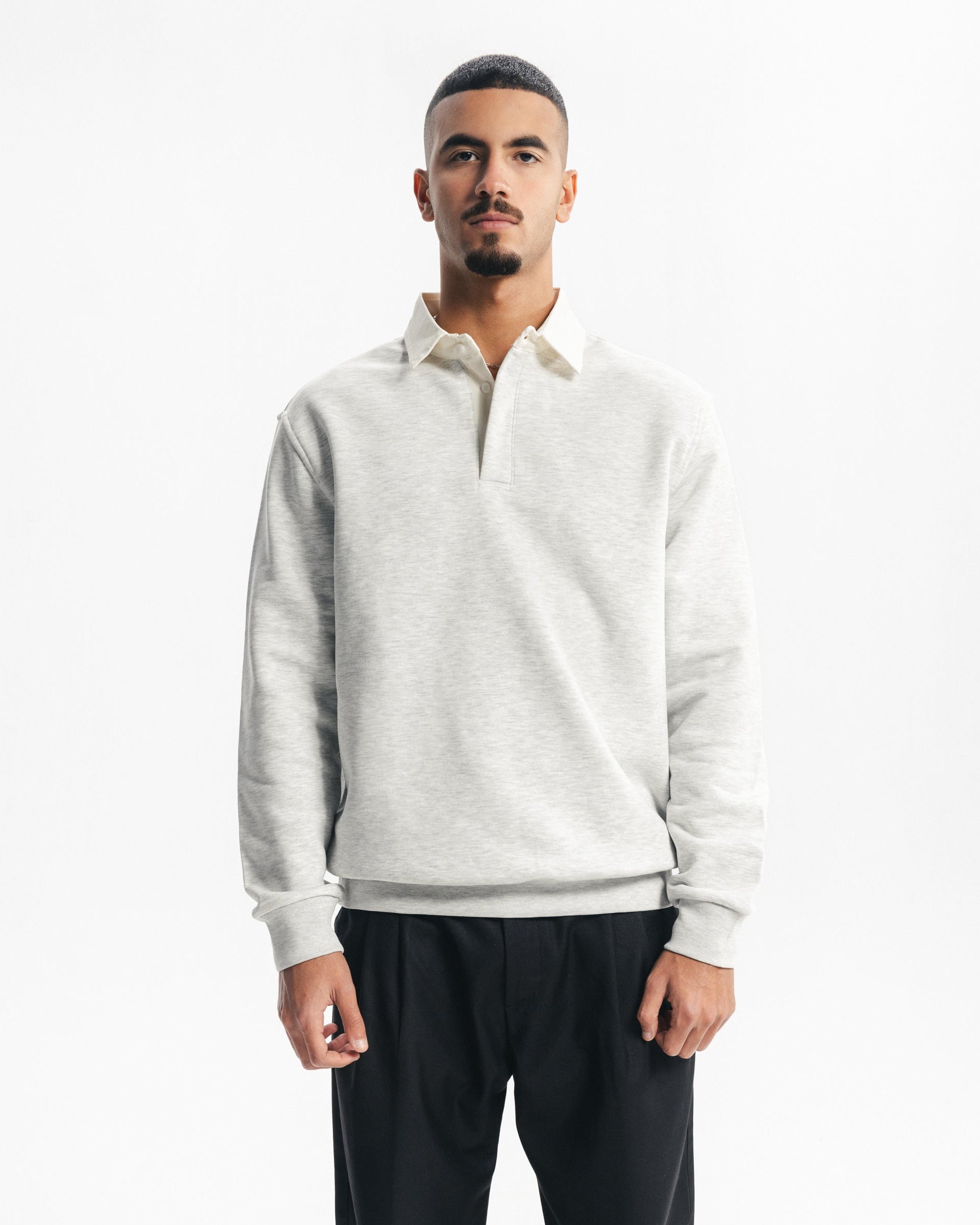 CONTRAST COLLAR SWEATER - GREY