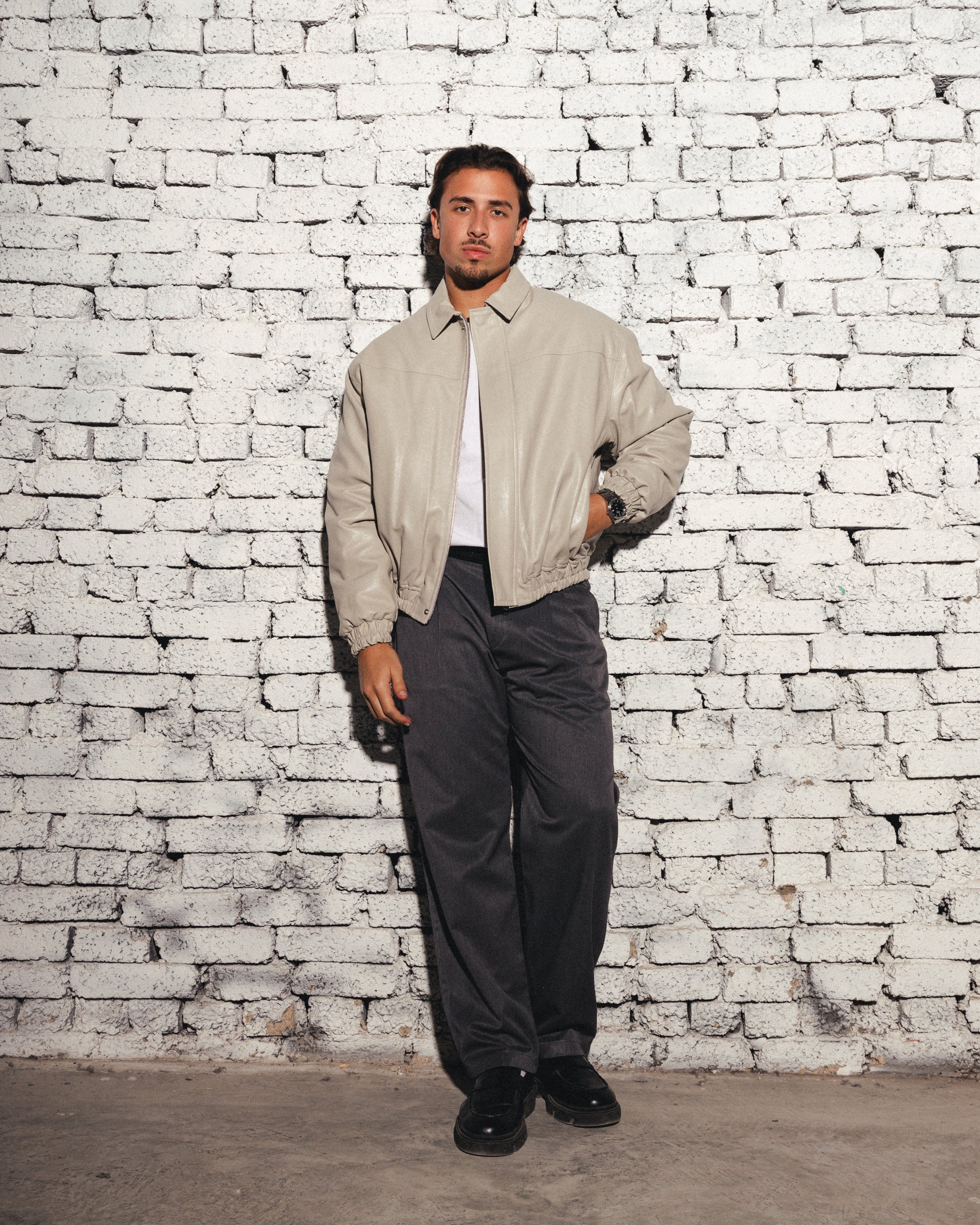 THE ESTATE LEATHER JACKET - BEIGE