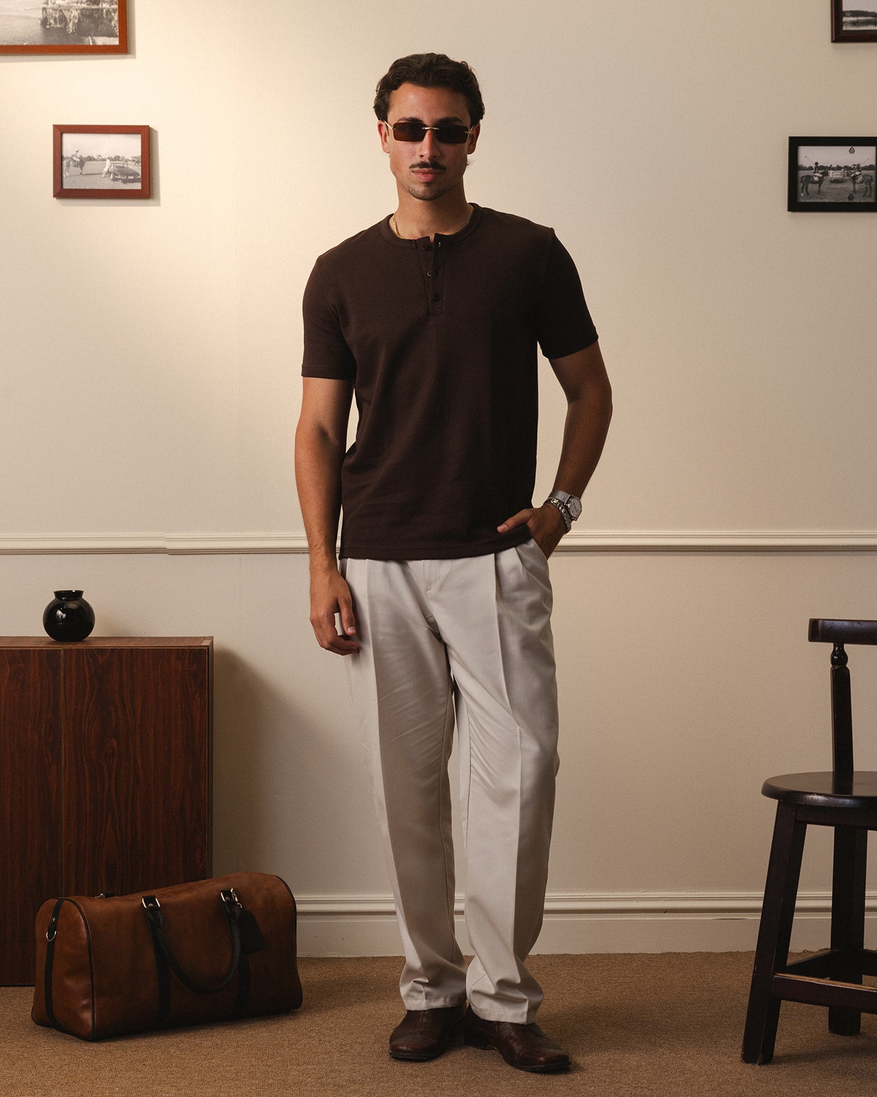 HENLEY TEE - BROWN